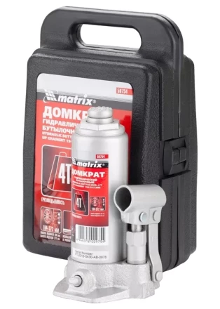Домкрат гидравлический бутылочный 4 т h подъема 194–372 мм в пластиковом кейсе  MATRIX MASTER 50754 купить в Ханты-Мансийске
