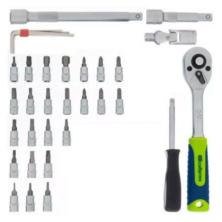 Набор инструментов Сибртех 13399, 1/4&quot;, пластиковый кейс 56 предметов купить в Ханты-Мансийске