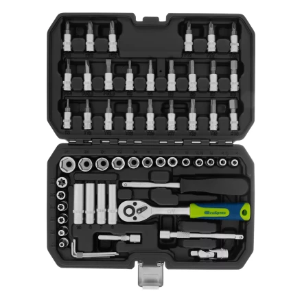 Набор инструментов Сибртех 13399, 1/4&quot;, пластиковый кейс 56 предметов купить в Ханты-Мансийске
