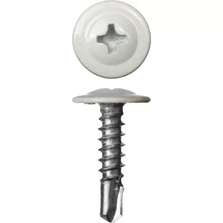 Саморезы ЗУБР с прессшайбой и сверлом по листовому металлу до 2мм, окрашенные в RAL-9003, PH2, 4,2х25мм, 400шт 300211-42-025-9003 купить в Ханты-Мансийске