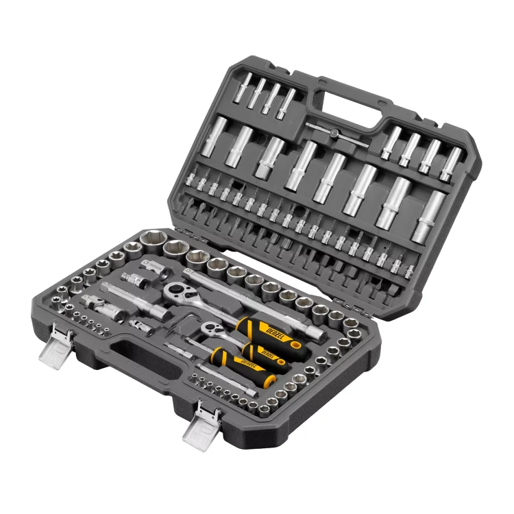 Набор инструментов Denzel 15814, 1/2", 1/4", CrV, S2, пластиковый кейс, 109 предметов купить в Ханты-Мансийске