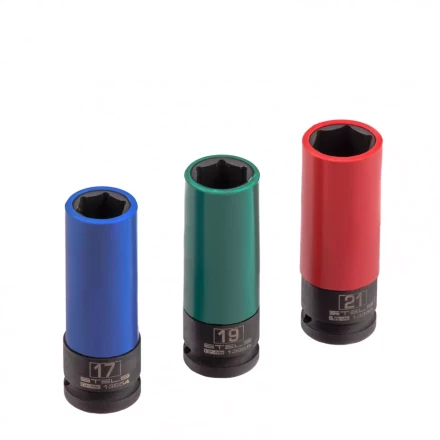 Набор головок ударных 6-гранных удлиненных для колесных дисков 17 19 21 мм 1/2&quot; 3 предмета Stels 13953 купить в Ханты-Мансийске