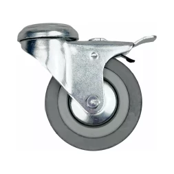 Аппаратное поворотное колесо с тормозом под болт HITCH 120*26 резина серая SChgb55 (SZ084856)