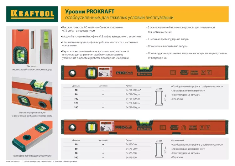Уровень KRAFTOOL "KRAFT-MAX", особо усиленный, 2 ампулы, 2 фрезерованные базовые поверхности, 180см 34721-180_z01 купить в Ханты-Мансийске