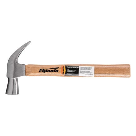 Молоток-гвоздодер, 650 г Sparta, боек 32 мм, деревянная рукоятка, 104235 купить в Ханты-Мансийске