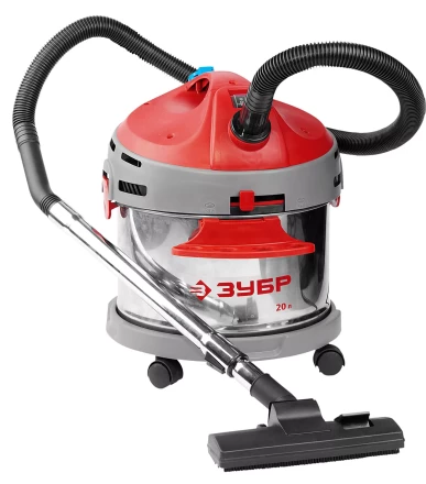 Пылесос ЗУБР сухая и влажная уборка, нержавеющая сталь, усиленное основание, розетка до 2000Вт, 20л, 1400Вт ЗППУ-1400-20 купить в Ханты-Мансийске