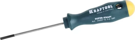 Отвертка KRAFTOOL, Cr-Mo-V закалённый стержень, двухкомпонентная противоскользящ рукоятка, SL 3,0x0,5x80мм 25007-3.0-080 купить в Ханты-Мансийске