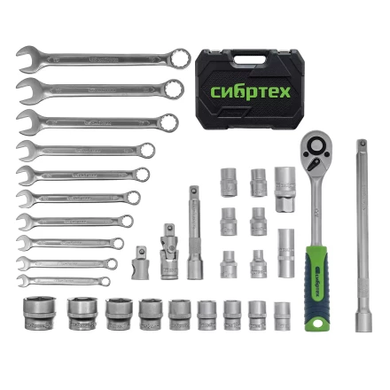 Набор инструментов Сибртех 13393, 1/2&quot;, пластиковый кейс, 32 предмета купить в Ханты-Мансийске