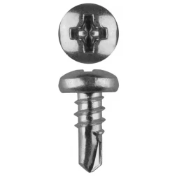 Саморезы ЗУБР со сверлом оцинкованные, для крепления лист. металла до 2мм, полусферич. головка, 3.5x9.5мм, 22шт 4-300176-35-09