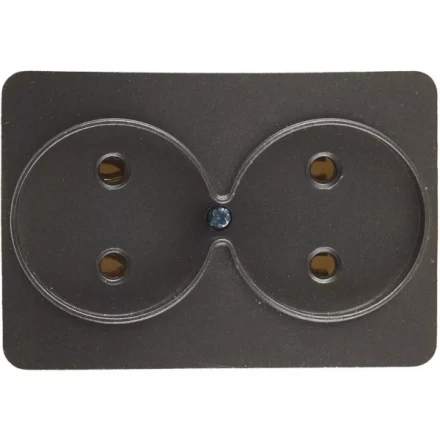 Розетка СВЕТОЗАР "ГАММА" без заземления, двойная, без вставки и рамки, цвет темно-серый металлик, 16А/~250В SV-54102-DM купить в Ханты-Мансийске