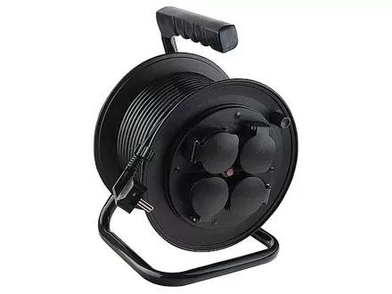 Удлинитель силовой на кабельной катушке, 3*1,5мм*25м, 4 розетки с крышкой, 16A, IP44, STERN 95707 купить в Ханты-Мансийске