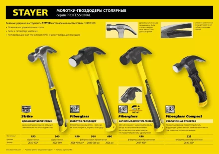 Молоток-гвоздодер &quot;Fiberglass&quot;, 680г, STAYER Professional 2026_z01 купить в Ханты-Мансийске