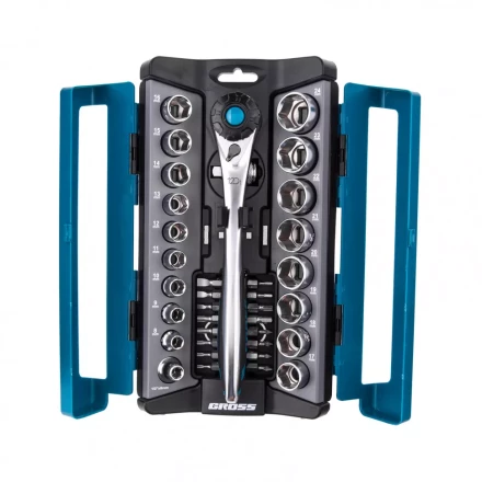 Набор торцевых головок трещотка 120 зубьев 36 предметов 1/2&quot; 3/8” CrV Gross 14145 купить в Ханты-Мансийске