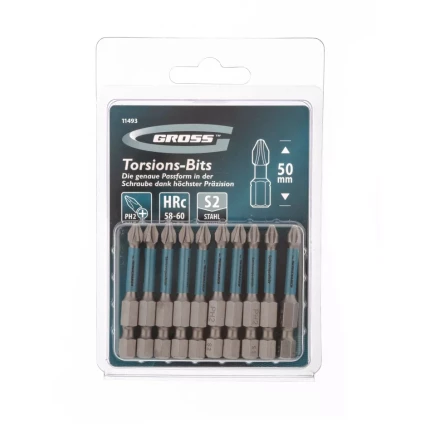 Набор бит торсионных PH2x50 мм для ударных шуруповертов 10 шт. Gross 11493 купить в Ханты-Мансийске