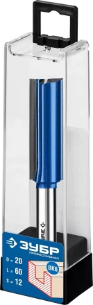 ЗУБР 20 x 60 мм, хвостовик 12 мм, фреза пазовая прямая с нижними подрезателями, Профессионал (28755-20-60) купить в Ханты-Мансийске