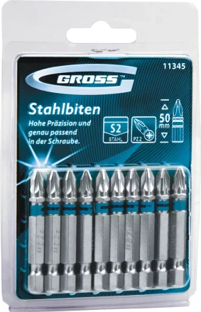 Набор бит РZ2х50, сталь S2, 10шт GROSS 11345 купить в Ханты-Мансийске