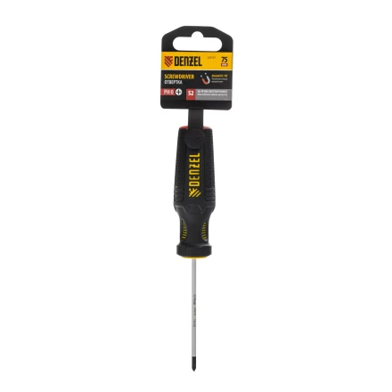 Отвертка, PH0х75 мм, S2, 3к рукоятка Denzel 121717 купить в Ханты-Мансийске