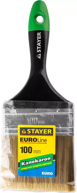 STAYER “KANEKARON-EURO”. Кисть плоская, искусственная щетина, деревянная ручка, 100мм 0106-100 купить в Ханты-Мансийске