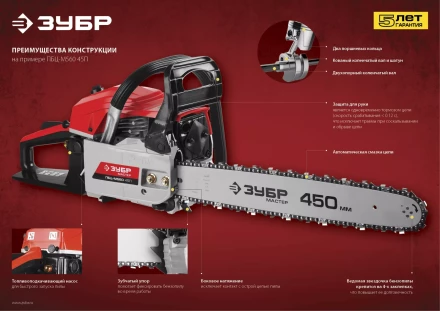Бензиновая пила (бензопила) ПБЦ-М450 40П серия МАСТЕР купить в Ханты-Мансийске