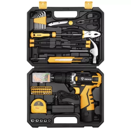 Дрель аккумуляторная DKCD12FU-Li DEKO + набор 104 инструмента для дома, 063-4104 купить в Ханты-Мансийске