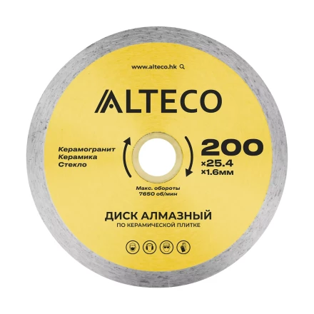 Диск алмазный по керамической плитке ALTECO 200x25.4x1.6 мм 66527 купить в Ханты-Мансийске