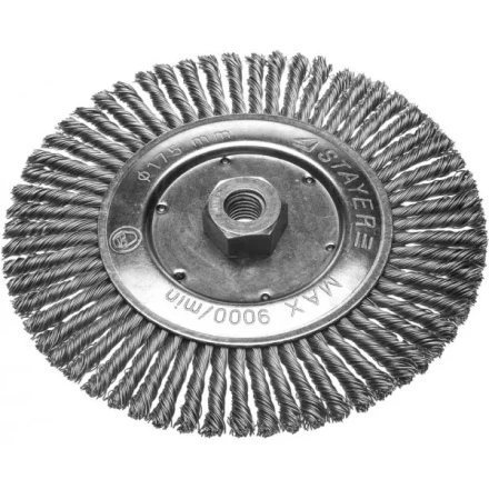 ЗУБР "ПРОФЕССИОНАЛ". Щетка дисковая для УШМ, плетеные пучки стальной проволоки 0,5мм, 175ммхМ14 35192-175_z02 купить в Ханты-Мансийске