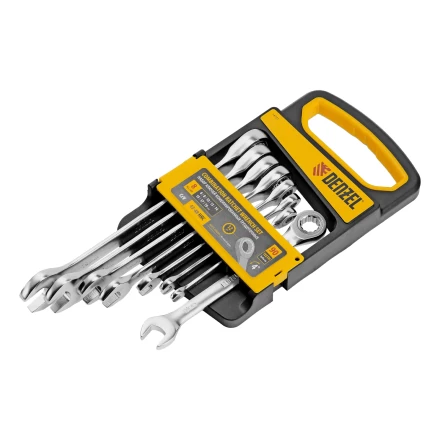 Набор ключей комбинированных трещоточных 6-19 мм, 8 шт., CrV, матовый хром// Denzel 14721 купить в Ханты-Мансийске