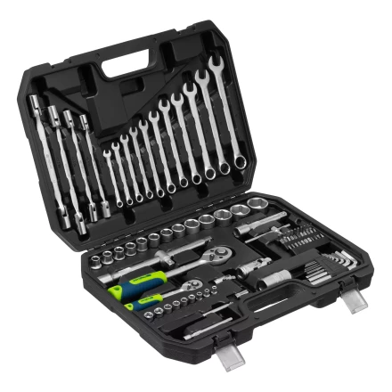 Набор инструментов Сибртех 13396 , 1/2&quot;, 1/4&quot;, пластиковый кейс 89 предметов купить в Ханты-Мансийске