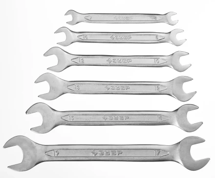 Набор ЗУБР &quot;МАСТЕР&quot;: Ключ гаечный рожковый, Cr-V сталь, хромированный, 6-19мм, 6шт 27010-H6 купить в Ханты-Мансийске