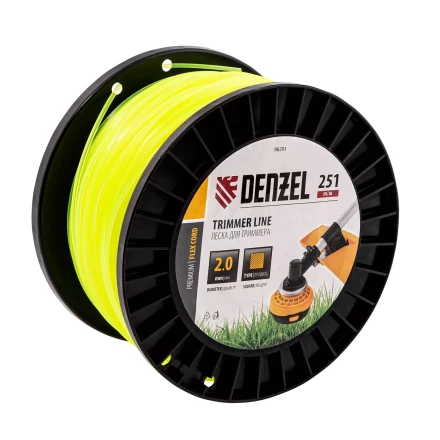 Леска для триммера квадрат, 2,0мм х 251м, на DIN катушке FLEX CORD// Denzel 96291 купить в Ханты-Мансийске