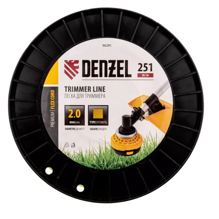 Леска для триммера квадрат, 2,0мм х 251м, на DIN катушке FLEX CORD// Denzel 96291 купить в Ханты-Мансийске