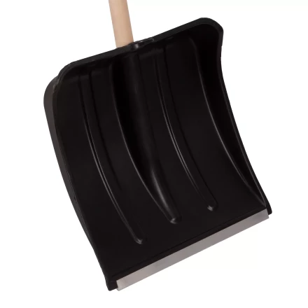 Лопата для уборки снега пластиковая, 380х385х1420 мм, оцинк. планка, деревянный черенок Россия 6157453 купить в Ханты-Мансийске