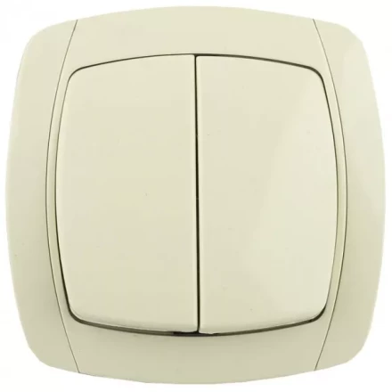 Выключатель СВЕТОЗАР &quot;CITY LIGHT&quot; двухклавишный в сборе, бежевый, 10А/~250В SV-54234-B купить в Ханты-Мансийске