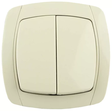 Выключатель СВЕТОЗАР &quot;CITY LIGHT&quot; двухклавишный в сборе, бежевый, 10А/~250В SV-54234-B купить в Ханты-Мансийске