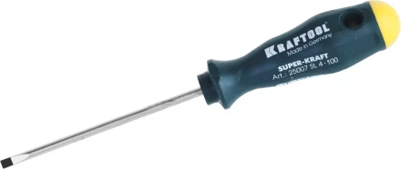 Отвертка KRAFTOOL, Cr-Mo-V закалённый стержень, двухкомпонентная противоскользящ рукоятка, SL 4,0x0,8x100мм 25007-4.0-100 купить в Ханты-Мансийске