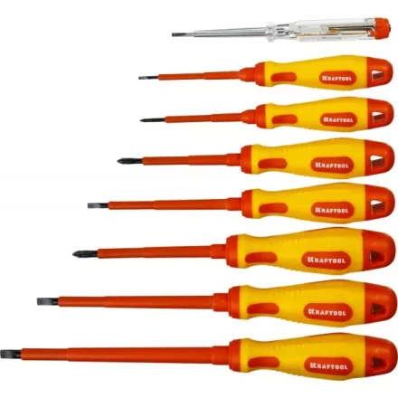 Набор высоковольтных отверток "Х-Drive ELECTRO", SL: 2,5, 4; 5,5; 6,5, PH: № 0, 1, 2, пробник, до 1000В, KRAFTOOL 250088-H8 купить в Ханты-Мансийске