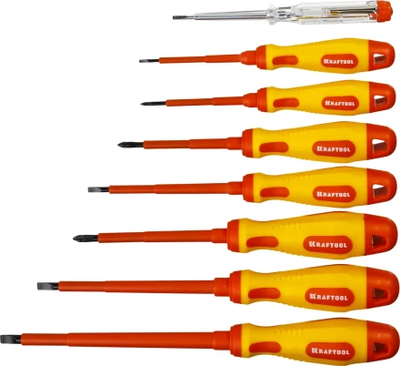 Набор высоковольтных отверток "Х-Drive ELECTRO", SL: 2,5, 4; 5,5; 6,5, PH: № 0, 1, 2, пробник, до 1000В, KRAFTOOL 250088-H8 купить в Ханты-Мансийске