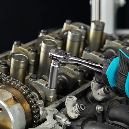 Ключ-трещотка 1/4&quot; Gross 14053, CrV, 90 зубьев, усиленный, хром купить в Ханты-Мансийске