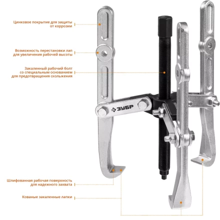 Съемники шарнирные 3-захватные с удлиненными захватами серия ПРОФЕССИОНАЛ купить в Ханты-Мансийске