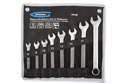 Набор ключей комбинированных 8-19 мм 8 шт CrV холодный штамп GROSS 15148 купить в Ханты-Мансийске
