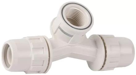 Тройник ЗУБР "ШиреФит" переходной со смещением "штуцер с гайкой - внутренняя резьба - штуцер с гайкой", 20мм-1/2"-20мм 51504-20-1/2-20 купить в Ханты-Мансийске