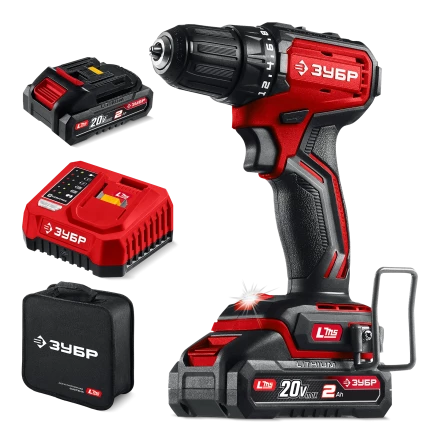 ЗУБР 20 В, 45 Нм, 2 АКБ LMS (2 Ач), бесщеточная дрель-шуруповерт, сумка (ДБ-45-22) купить в Ханты-Мансийске