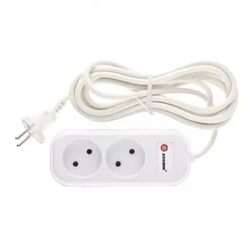 Удлинитель бытовой без заземления, 2*0,75мм*3м, 2 розетки, 6A, STERN 95721 купить в Ханты-Мансийске