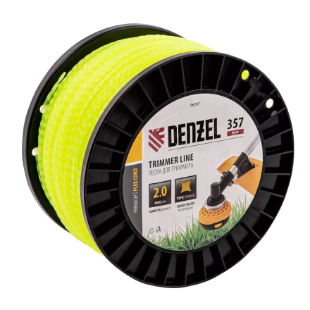 Леска для триммера витой квадрат, 2,0мм х 357м, на DIN катушке FLEX CORD// Denzel 96297 купить в Ханты-Мансийске