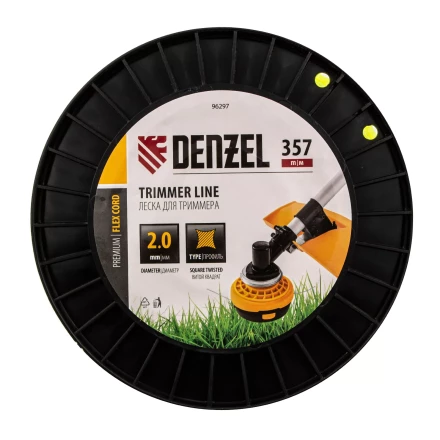 Леска для триммера витой квадрат, 2,0мм х 357м, на DIN катушке FLEX CORD// Denzel 96297 купить в Ханты-Мансийске