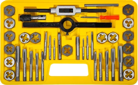 Набор метчиков и плашек STAYER "MASTER", плашки 17шт, метчики 17шт, метчикодерж. 2шт, плашкодерж. 1шт, резьбомер 1шт, отвертка 1шт, 40 предметов 2805-H40_z01 купить в Ханты-Мансийске