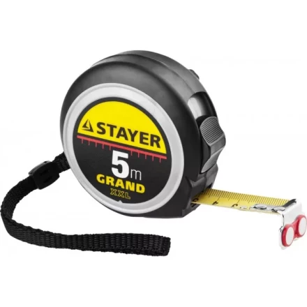 Рулетка STAYER GRAND, корпус с противоскользящим напылением, упрочненное полотно, 5м/19мм 552021 купить в Ханты-Мансийске