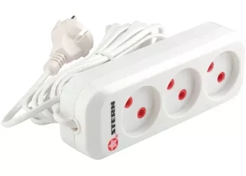 Удлинитель бытовой без заземления, 2*0,75мм*2м, 3 розетки, 6A, STERN 95725 купить в Ханты-Мансийске