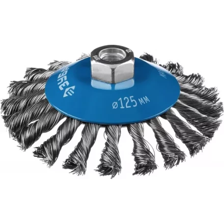 ЗУБР &quot;ПРОФЕССИОНАЛ&quot;. Щетка коническая для УШМ, плетеные пучки стальной проволоки 0,5мм, 125ммхМ14 35269-125_z02 купить в Ханты-Мансийске