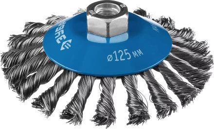 ЗУБР &quot;ПРОФЕССИОНАЛ&quot;. Щетка коническая для УШМ, плетеные пучки стальной проволоки 0,5мм, 125ммхМ14 35269-125_z02 купить в Ханты-Мансийске